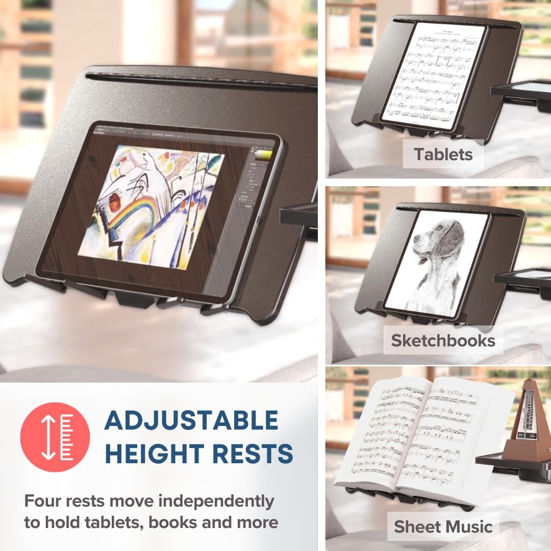 LEVO G2 Deluxe Rolling Laptop Stand with Mouse Tray, Charcoal & Black
