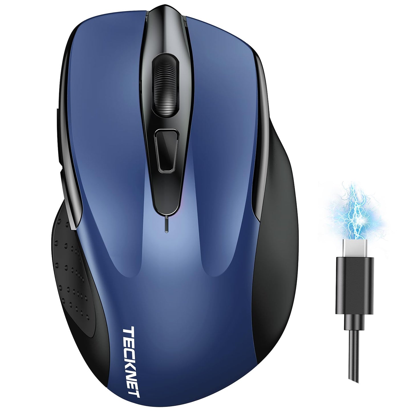 TECKNET Wireless Mouse, BT 5.0/2.4G, Rechargeable 6-DPI Silent, Blue