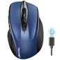 TECKNET Wireless Mouse, BT 5.0/2.4G, Rechargeable 6-DPI Silent, Blue