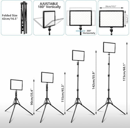 LED Photo Video Light 2-Pack, Bi-Color 2800-6500K Dimmable USB LED Continuous Light, 68" Photography Lighting Kit with Tripod Stand for Studios, YouTube TikTok Video Recording, Game Streaming