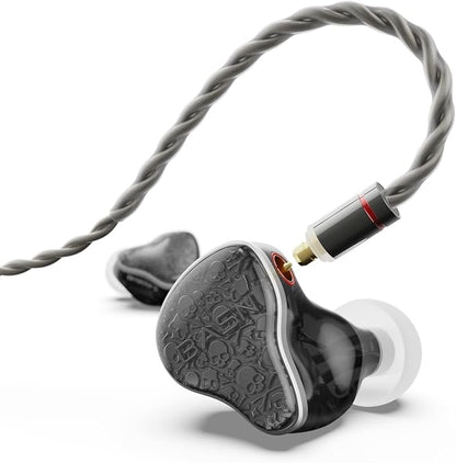 BASN Bmaster5 in Ear Monitors, 1DLC Diaphragm+4BA 5 Drivers Drummers Headphones with Silver-Plated OFC Cable, Noise Isolation IEM Earbuds for Musicians (Midnight Black)