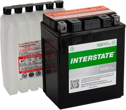 Interstate Batteries YTX14AH-BS 12V 12Ah Powersports Battery 210CCA High-Performance AGM Rechargeable Replacement for Kawasaki, Polaris, Yamaha ATVs, UTVs, Snowmobiles, Motorcycles (CITX14AH-BS)