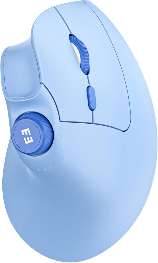 seenda Ergonomic Mouse Wireless, MOU-302 Bluetooth Vertical Mouse Rechargeable, Volume Knob, Silent Mice & 1000/1600/2400 DPI, 3 Multi-Device Connection for Windows/PC/Laptop/Mac/MacBook, Blue