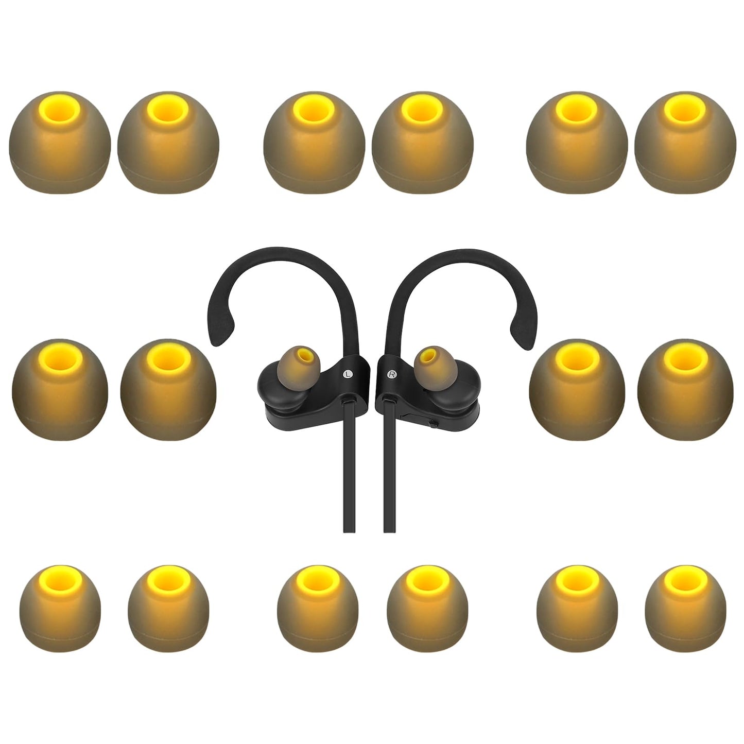 TSZYYM Replacement Earbud Tips Soft Anti Slip Washable and Reusable Silicone Fit Most In-Ear Earbuds (Inner Hole 3.8mm-5.1mm) 18pcs S M L