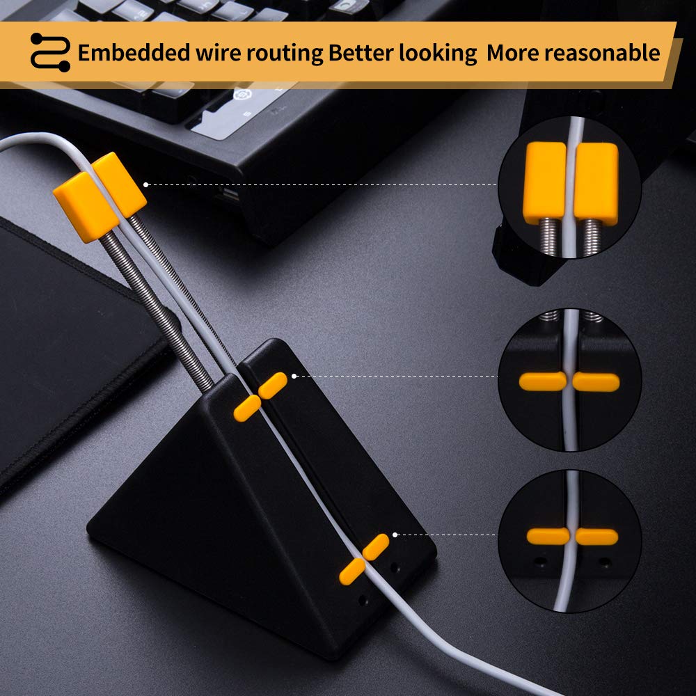HOTLINEGAMES [NEW] Mouse Bungee, Mouse Cord Clip Cord Management System Fixer Holder for Esports FPS Game (Black-Orange)