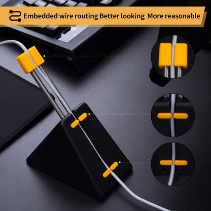HOTLINEGAMES [NEW] Mouse Bungee, Mouse Cord Clip Cord Management System Fixer Holder for Esports FPS Game (Black-Orange)