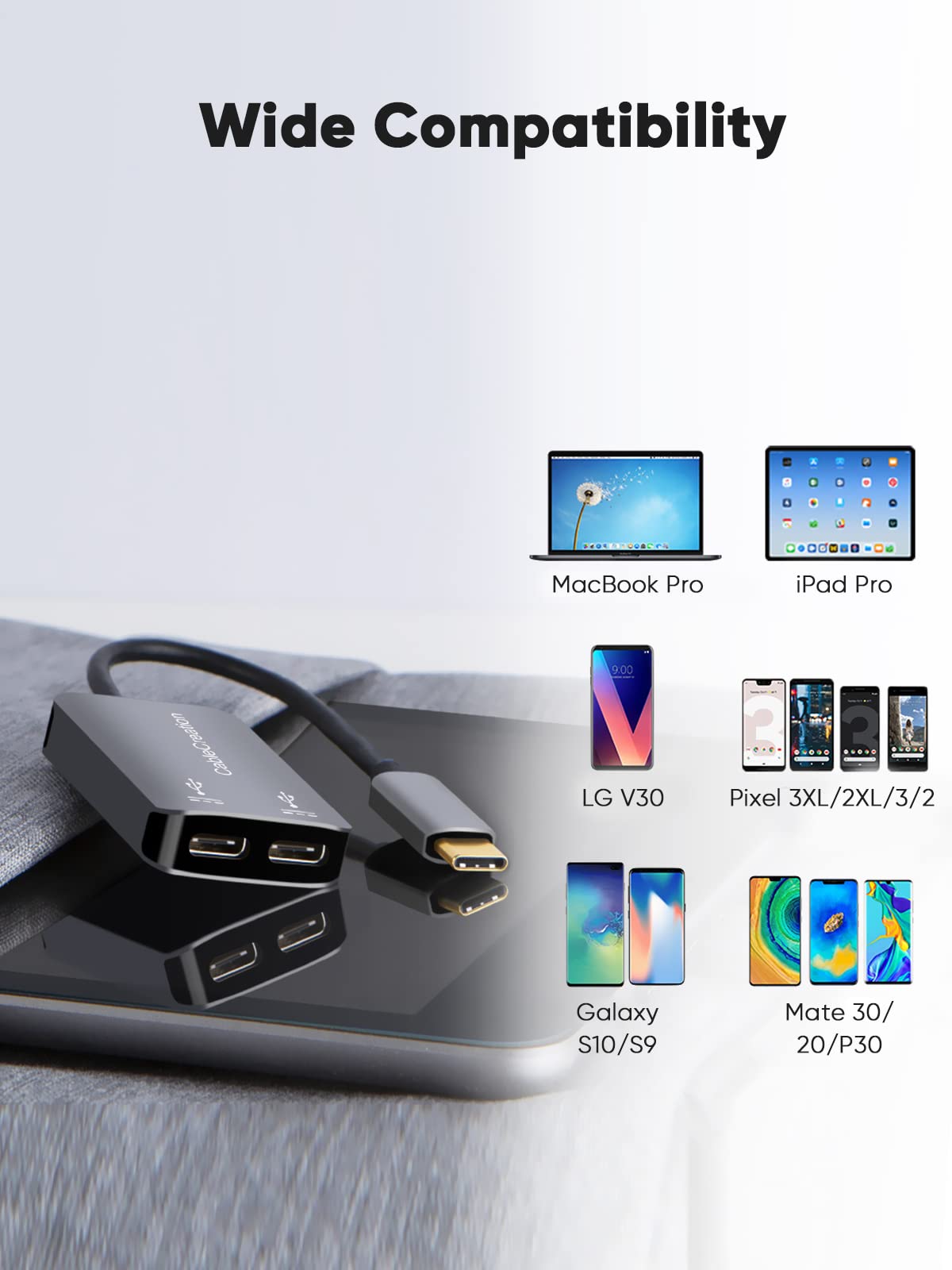 CableCreation USB Type C Splitter,2-in-1 USB C Audio Adapter and PD Charger