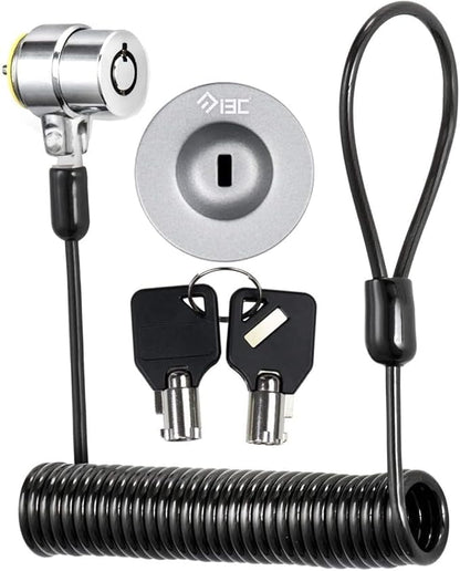 I3C Laptop Lock Cable 6ft Cut-Resistant Security Cable with 360° Rotating Lock for Wedge Slot Laptops 7x3mm Anti-Theft Computer Lock for Office, Library, Travel, Students & Business
