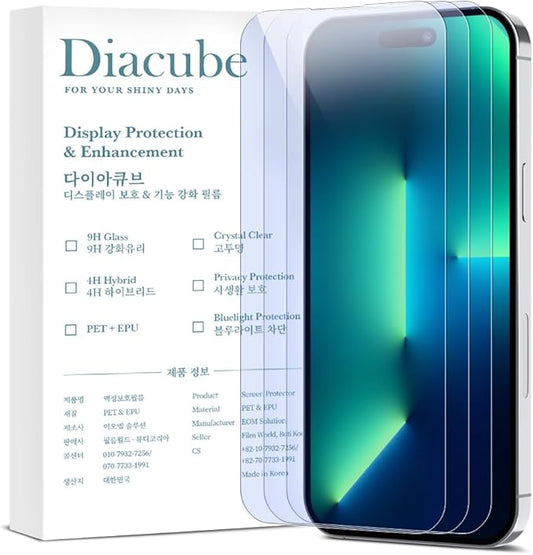 Diacube 3-Pack Anti-Blue Light Matte Screen Protector For iPhone 13 Pro Max [Support Fingerprint Unlock] Anti-Glare, Anti-Fingerprint [Eye Protection] Bubble-Free Installation with Alignment Jig