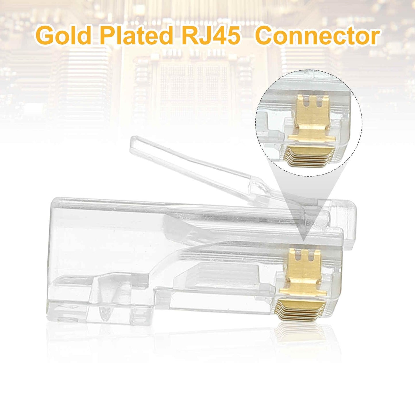 MECCANIXITY 60pcs Cat6 RJ45 Pass Through Connectors, RJ45 Connector 8P8C Gold Plated Plugs with 60pcs White Strain Relief Boots for Solid or Stranded UTP Ethernet Cable, 1.1mm