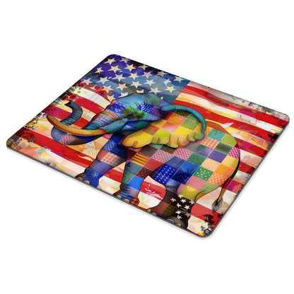 Square Mouse Pad American Flag，Colorful Baby Elephant-1,Gaming Mouse Pads for Desk,Soft Computer Waterproof Non-Slip Mouse Mat