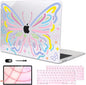 for MacBook Air 13 inch Case 2021 2020 2019 2018 for Mac A2337 M1 A2179 A1932 Cover with Touch ID, Crystal Pattern Plastic Hard Shell Case Keyboard Skin Screen Protector, Colorful Butterfly