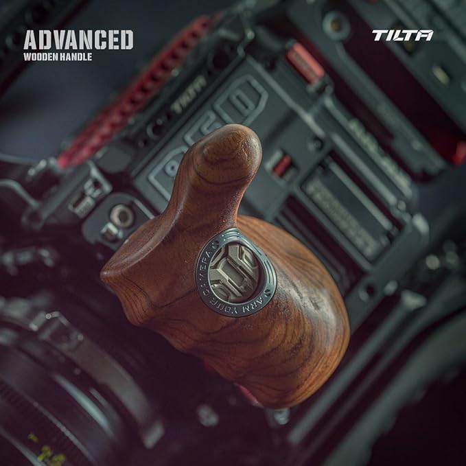 Tilta Advanced Left Side Wooden Handle (ARRI Rosette - Type X) | Black Walnut Wood & Aluminum Alloy Build | Quick Release Button