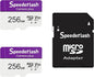 Micro SDXC Memory Card 256GB 2 Pack, Speederlash Camera Plus TF Card with Adapter, Up to 100MB/s Read Speed, 4K UHD&5K Video Support, U1 V30 A1 Rated, Waterproof, for Security Camera, Dashcam, Drones