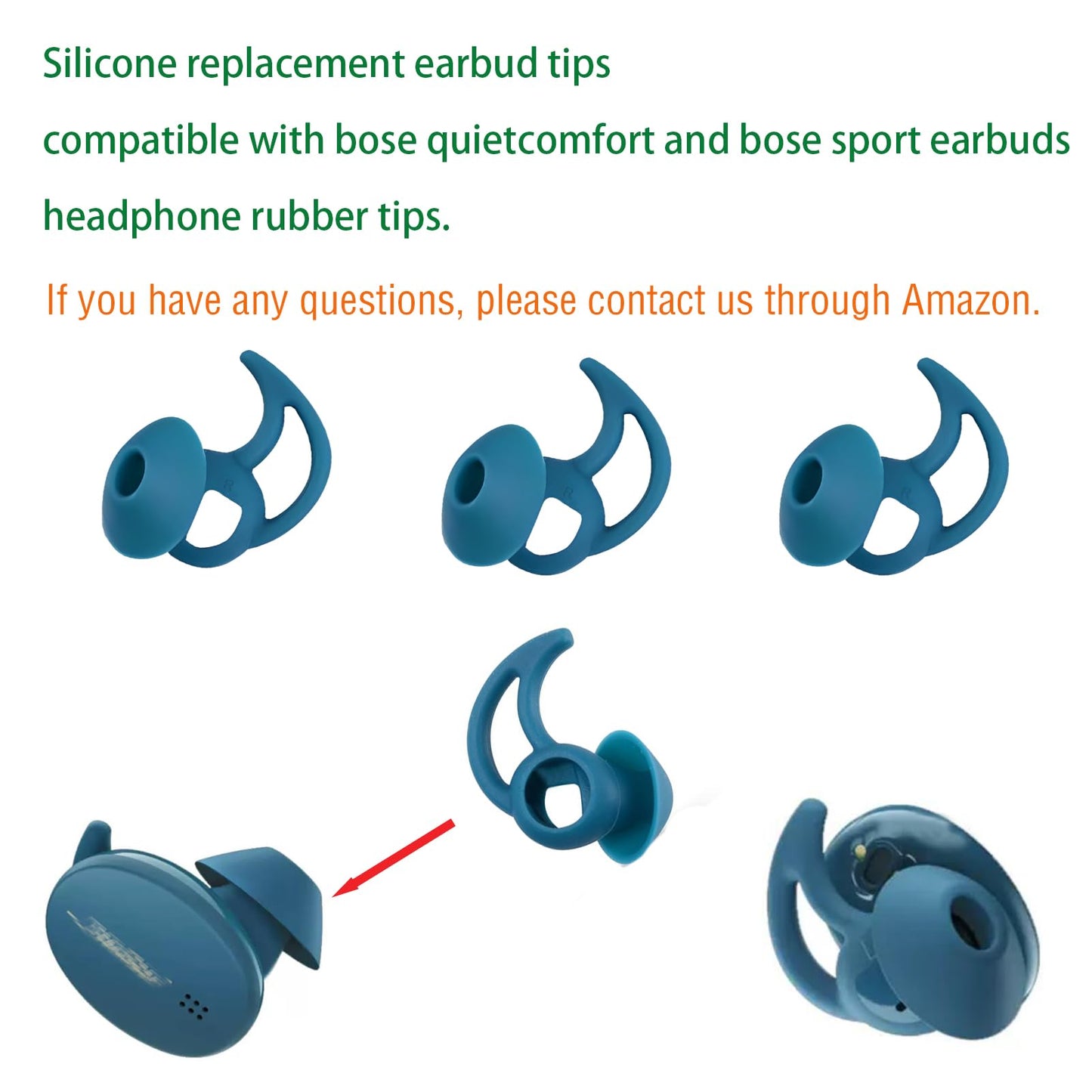 WKYMY Earbud Replacement Tips Earbud Covers Silicone Tips Compatible with Bose Quietcomfort and Sport Headphone Eartips Ear Bud Tips Large 3 Pairs