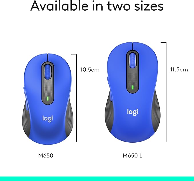 Logitech Signature M650 L Full Size Wireless Mouse - Classic Blue