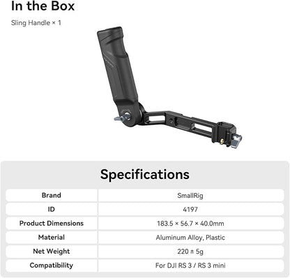 SmallRig Plastic Lightweight Adjustable Handle Sling Handgrip Only for DJI RS 4 Mini/RS 3 Mini Gimbal Handheld Stabilizer, with NATO Clamp and Cold Shoe Mount