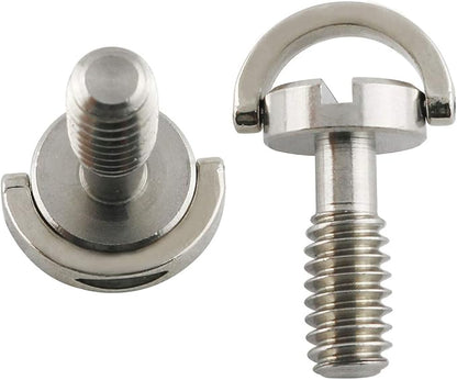 E-outstanding D Ring Hinged Screw 2PCS 1/4-20 Thread D-Ring Stainless Steel Camera Fixing Screws for Camera Tripod Monopod QR Plate 17mm Length