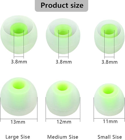 Earbud Replacement Tips Silicone Earbud Tips Earbud Covers Fit for in-Ear Headphones (Inner Hole 3.8mm -5.1mm) Earbud Rubber Tips Eartips 9 Pairs S/M/L