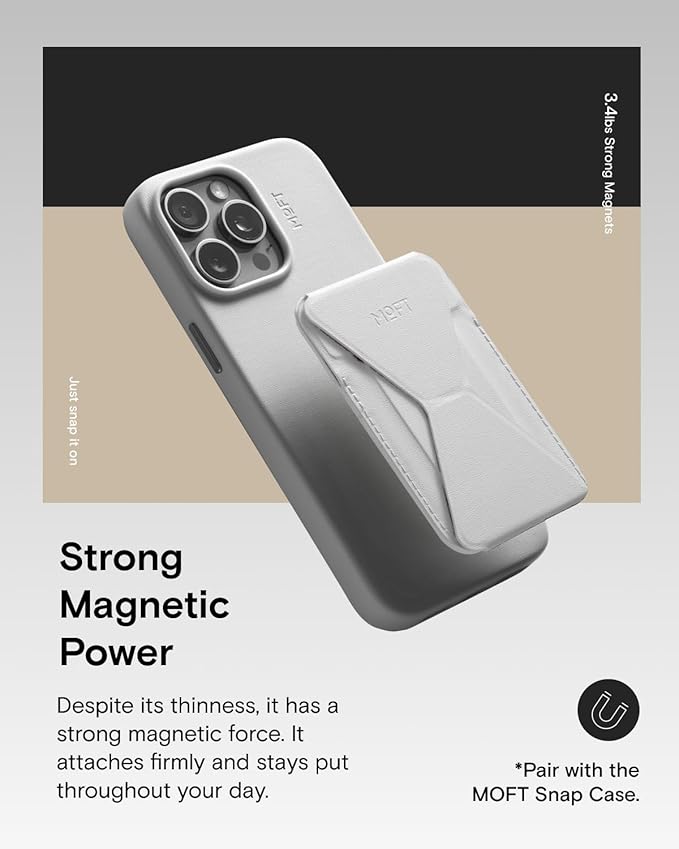 MOFT Magnetic Wallet Stand Compatible with iPhone 16/15/14/13/12 Series, Angle Adjustment & Magsafe Compatible MOVAS Phone Stand, Misty Cove
