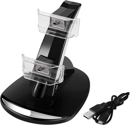TNP Compatible with PS3 Controller Charger Stand for Sony Playstation 3 Controller compatible with Dualshock 3 Charging, 2 Tier Docking Station Stand and 2 USB PS3 Cable ports with LED Indicators