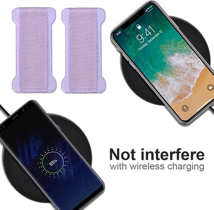 WUOJI Phone Grip Holder for Hand, Universal Finger Strap Phone Holder, Finger Selfie Grip Compatible with Most Smartphones (Purple) - 2Pack