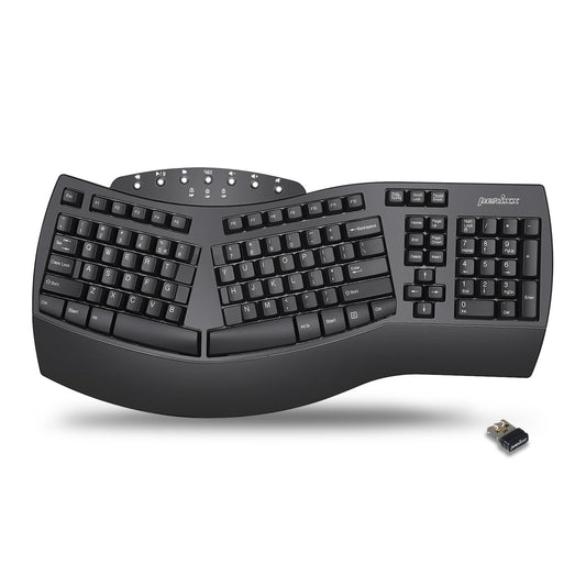 Perixx Periboard-612B Wireless Ergonomic Split Keyboard with Dual Mode 2.4G and Bluetooth Feature, Compatible with Windows 11 and Mac OS X System, Black, US English Layout