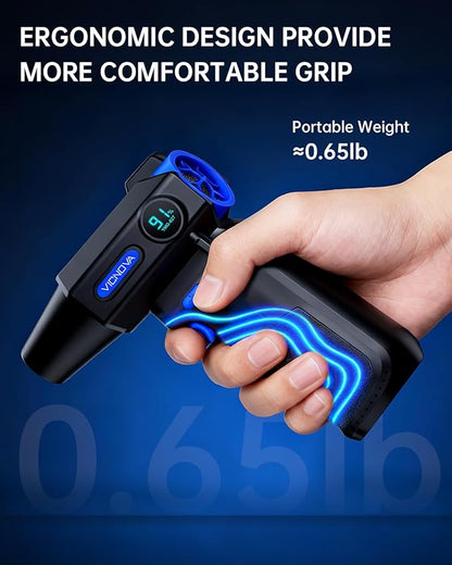 VICNOVA Compressed Air Duster, 150,000RPM Cordless Electric Air Blower with 3-Speed Adjustable Rechargeable with LED Light for Cleaning Car, Computer, PC Keyboard, Gifts for Dad, Man, Him