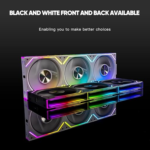 Jungle Leopard Interstellar V2 RS 120mm Case Fan Infinity Mirror Module Daisy-Chain ARGB Fan Triple Pack Suitable PC Cooling Fans 360mm AIO Cooler(Black-3Pack)