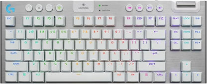 Logitech G915 X Lightspeed TKL Wireless Mechanical Gaming Keyboard, Double-Shot PBT Keycaps, Fully Programmable Keys, RGB Backlit Mac/PC Gaming Keyboards, Aluminum Finish, GL Tactile Switches, White
