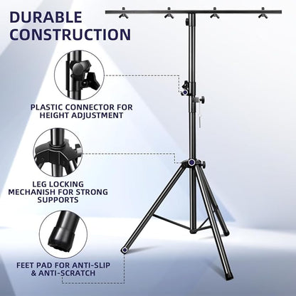 Bloazzup DJ Lights Stand 41-95 Inch, Heavy Duty DJ Stand 1 Pack, Adjustable Height Par Can Tripod Stage Light Stand 8ft, DJ Lighting T Bar Suitable for Stages, Bar, Banquet, Party