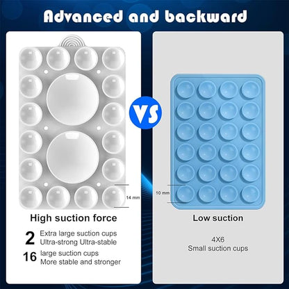 ZYCCER Double Sided Silicone Suction Phone Holder Mount,Compatible with iPhone and Android Cases Hands-Free Mirror Shower Phone Mount Strong Grip Holder (White, Double Sided 2PCS)