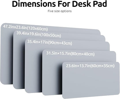 YSAGi Leather Desk Pad Protector, Office Desk Mat, Large Mouse Pad, Non-Slip PU Leather Desk Blotter, Laptop Desk Pad, Waterproof Desk Writing Pad for Office and Home (Light Grey, 23.6" x 13.8")
