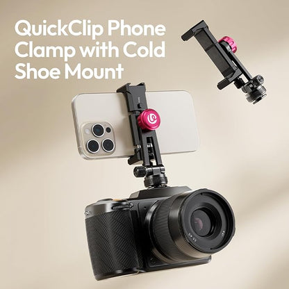 ULANZI MA61 Metal Phone Tripod Mount with Cold Shoe, 360° Adjustable Hot Shoe Camera Phone Mount for iPhone 16 15 14 Pro Max, Samsung Galaxy, Aluminum Alloy Clamp for Vlogging, Live Streaming, Video