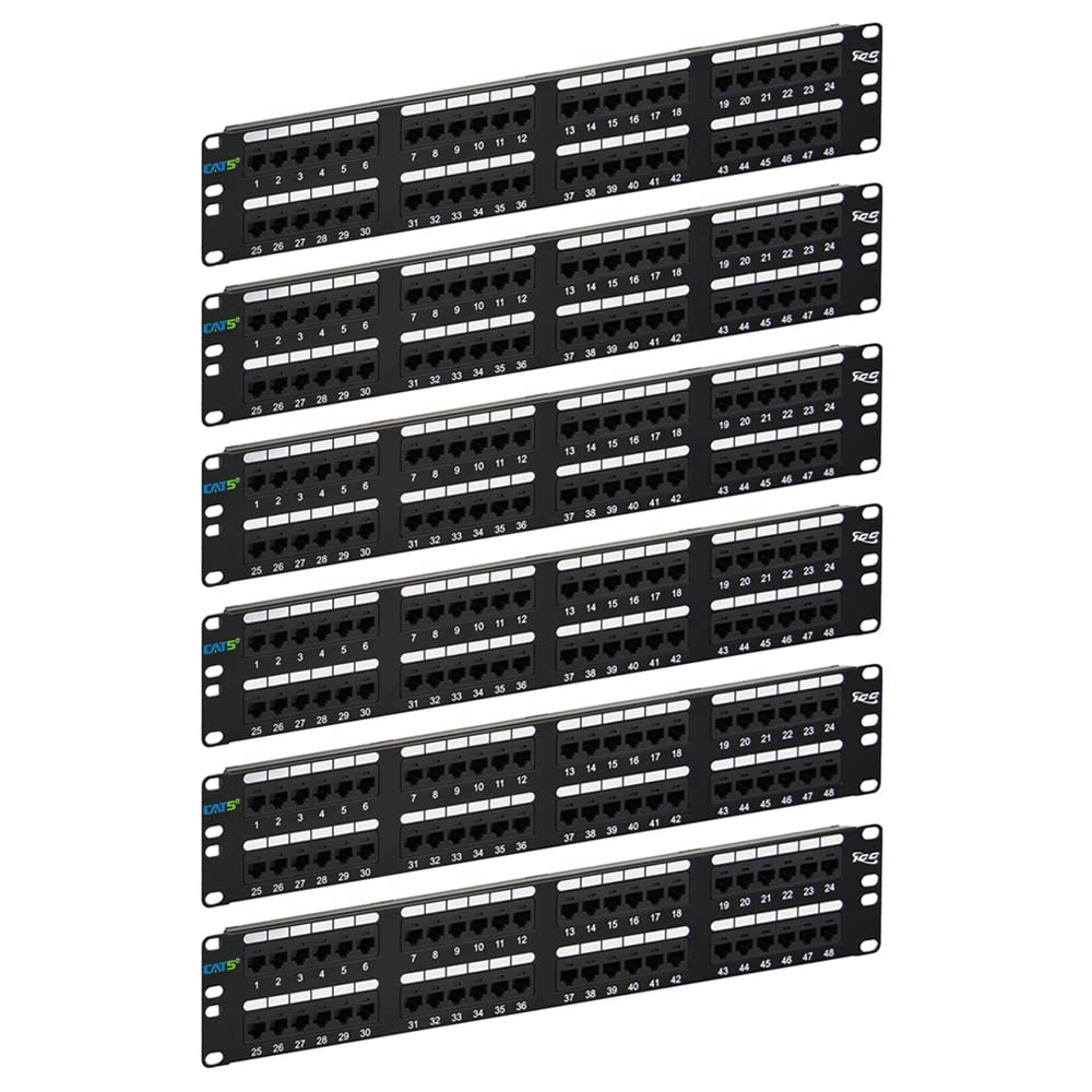 ICC CAT5e RJ45 Patch Panel, 24-Port 1U 19-Inch Rackmount, Black, 1-Pack