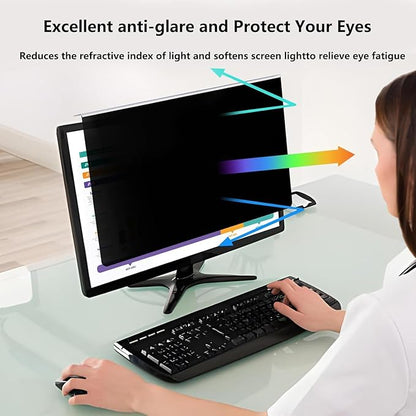 [2 Pack Computer Privacy Screen Shield Compatible for 21.5/22 Inch 16:9 Widescreen Desktop Monitor - Anti Glare & Blue Light Filter - Hanging Design for Easy On/Off