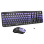 Wireless Keyboard and Mouse Combo,Retro Typewriter Style Round Keys,Orange