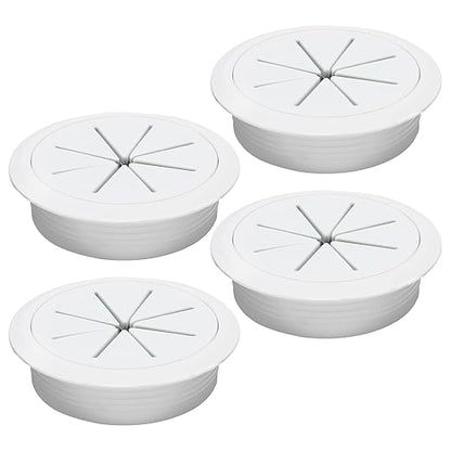 Desk Grommet 2-3/8" (60 mm), Desk Hole Cover for Cables White, Cable Grommet ABS Plastic, Desk Hole Grommet for Office and Home Table Cable, Detachable & Flexible Cable Cord Organizer-4 Pcs