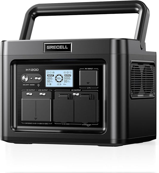 GRECELL H1200 Portable Power Station 1200W, 672Wh LiFePO4 Battery