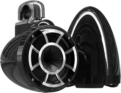 wet sounds Rev 8 Black V2 Revolution Series 8" Black Tower Speakers w/Fixed Clamp