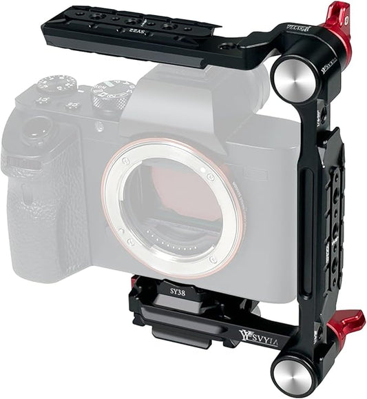 SY38 Adjustable Foldable Camera Half Cage,Height & Angle Adjustable,Compatible with SY22 SY38 SY50 Quick Release System.Universal Fit for DSLR Mirrorless Cameras.-V3802
