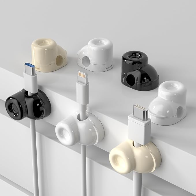 Magnetic Cable Clips, Adjustable Cord Holder Management, Adhesive Wire Keeper Organizer for Home Office Desk Phone PC Car Wall Desktop Nightstand Appliance (9-Pack Black Shoes)