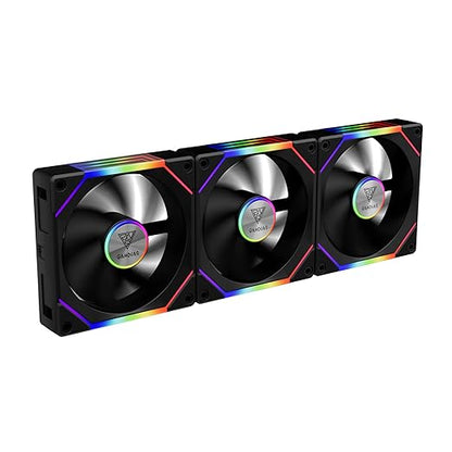 GAMDIAS 120mm PWM ARGB Case Fan x3 & 3 Reverse Blades Included, Sync with ARGB Motherboards, Easy Cable Management with Cabless Daisy Chain, Quiet & 75CFM Airflow with 2400 RPM, Aeolus P2