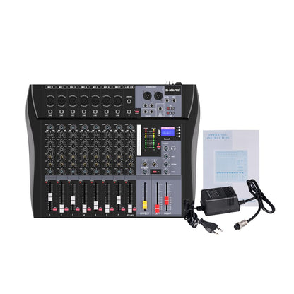 G‑MARK MR80S 8‑Channel Analog Audio Mixer, USB Bluetooth Mixing Console with 48V Phantom Power & Reverb Effect, Sound Board Controller for PC Recording, Stage DJ, Live Streaming & Studio