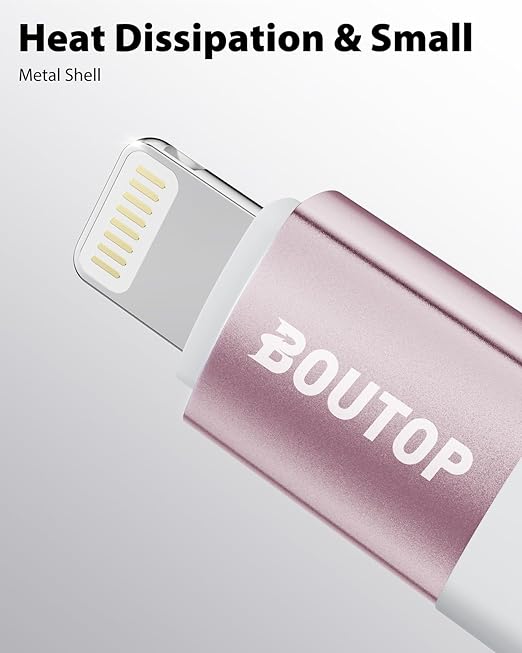 [MFi Certified] 36W USB C to Lightning Cable Adapter, Support Data Sync/PD Fast Charging Compatible with iPhone iPad AirPods, with Anti-Lost Holder - Rose Gold 2 Pack