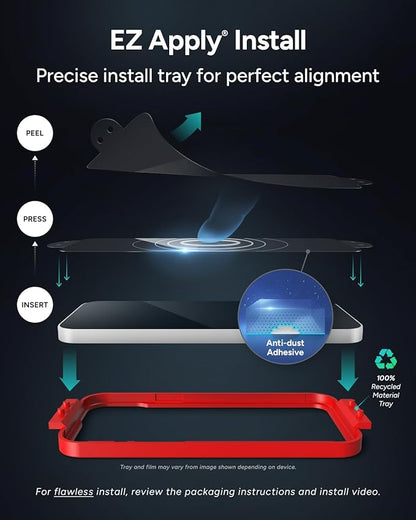 ZAGG Glass Elite Screen Protector for iPhone 16 Pro - 5X Stronger, Reinforced Edges, Ultra-Strong Tempered Glass, Scratch Resistant, Anti-Smudge, InvisibleShield, Easy Installation, Eco-Friendly