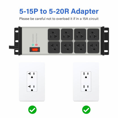 CCCEI 12 Gauge Heavy Duty Power Strip, 8 Ports, Grey, 20FT.