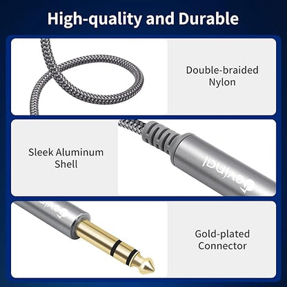 Devinal 1/4 inch Headphone Extension Cable, 6.35mm TRS Male to Female Stereo Cord, Quarter Inch Guitar Cable Extender, 10ft (3 Meters)