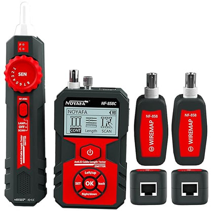 NOYAFA NF-858C Network Cable Tester Multifunctional with VFL Function,RJ11 RJ45 BNC,POE Voltage Testing Trace Cable Line Locator for Telephone/Ethernet/LAN Coax Cable Rechargeable Anti-Interference