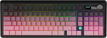 NACODEX Ajazz AK980 Pink Gaming Machanical Keyboard Gift Switch Full Size RGB Gasket Mount 8000mAh Triple Modes Custom Keyboard with Five Layer Pad | Knob Control